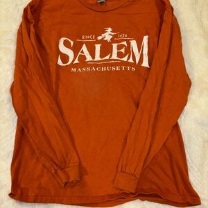 Orange Long Sleeve Tee with Salem Graphic